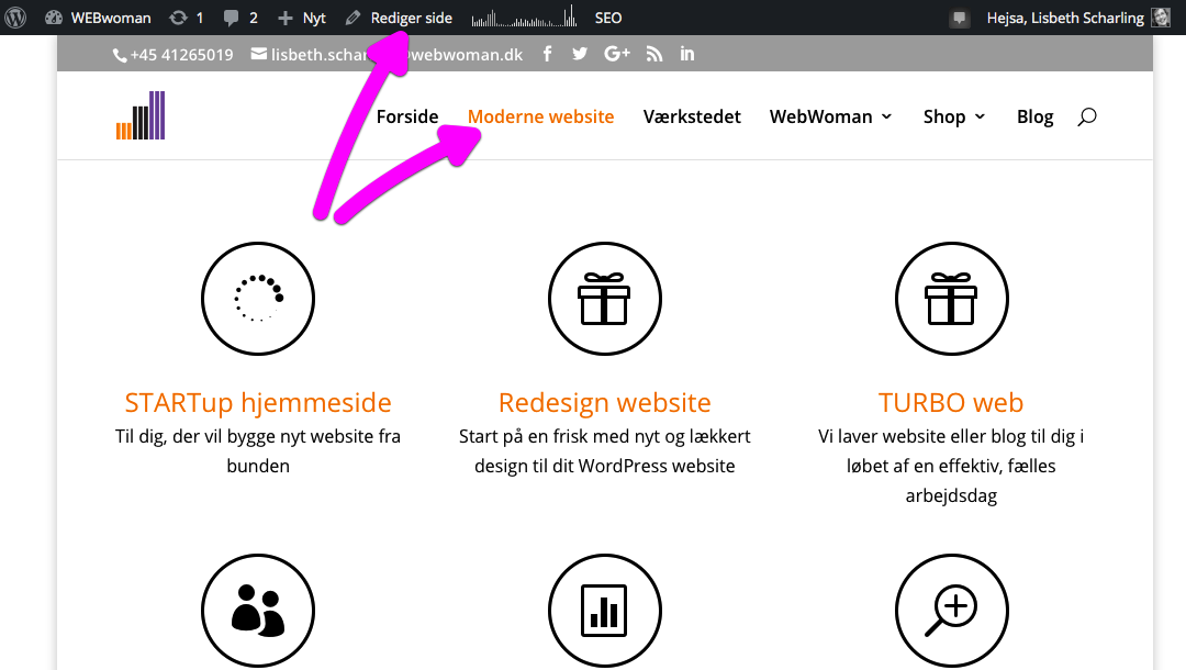 Hurtig genvej til at redigere side i WordPress